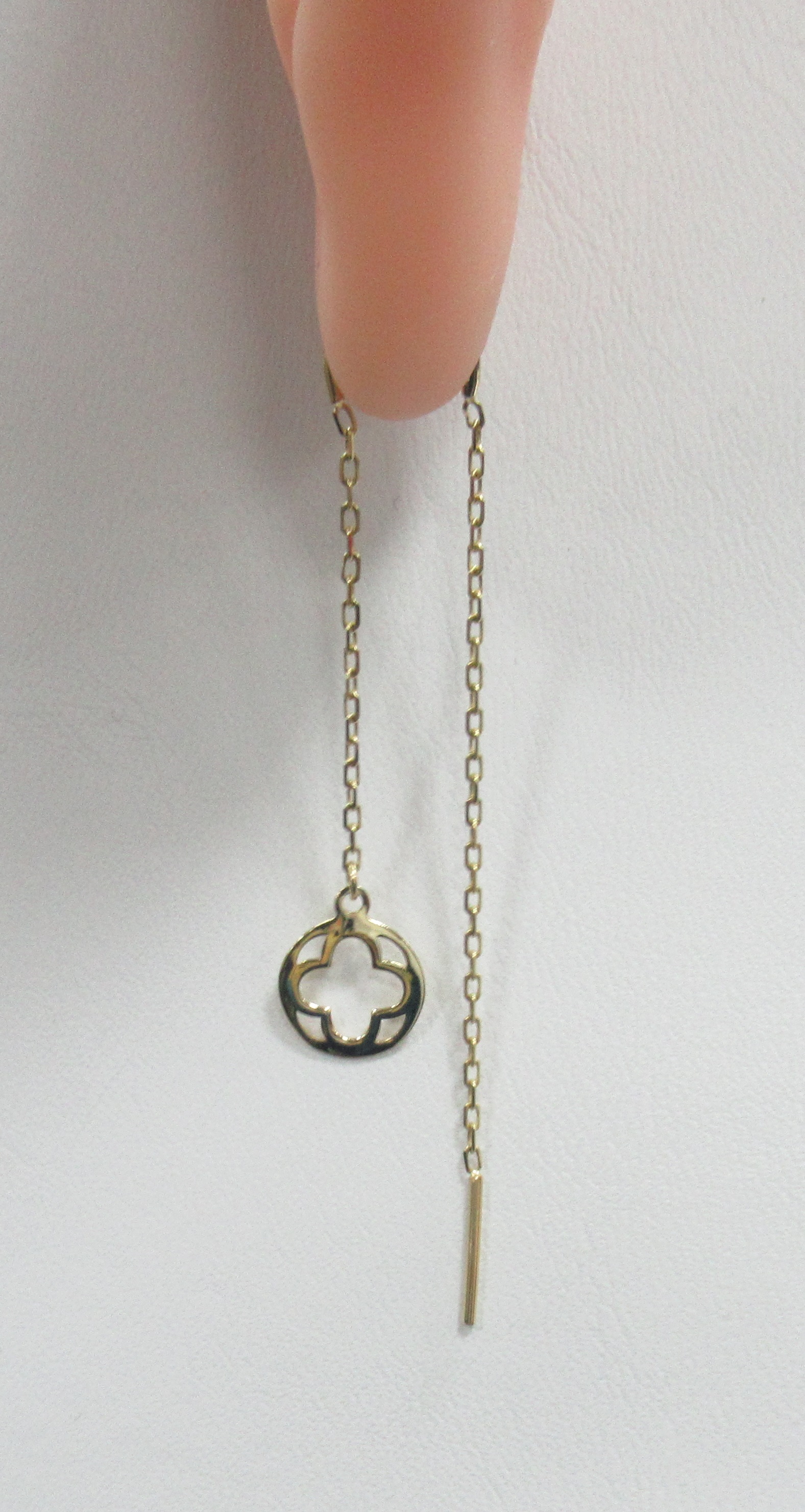 Золотые серьги-протяжки 585 пробы; желтое золото; плетение Якорное;